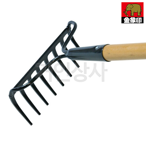 일제 코끼리표 금상인 8발 레기 나무자루 No.154761 /쇠갈퀴 흙고르기 풀모으기 텃밭