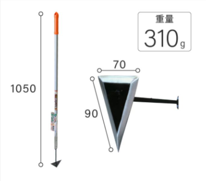 일제 코끼리표 금상인 슬림삼각 장대 잡초제거기 / 310g 핀포인트 잡초호미 작물사이 잔디