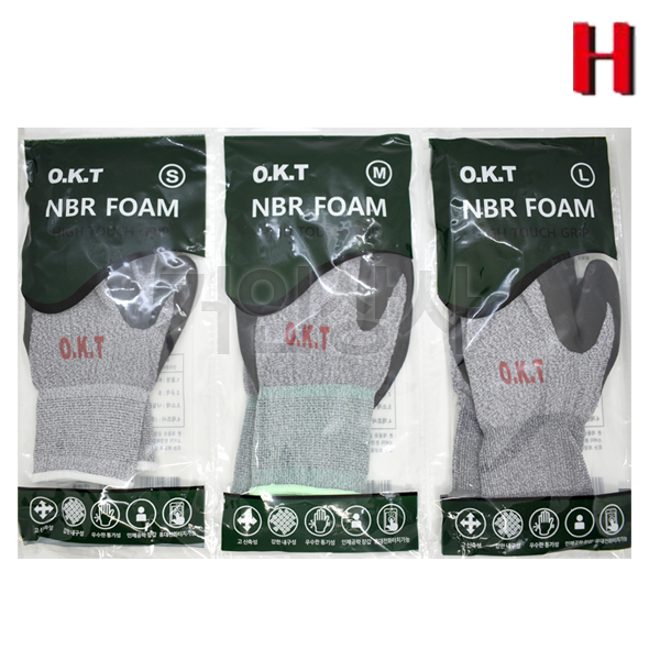OKT 스마트폰 터치 작업용장갑 / 코팅장갑 작업장갑 NBR 택배 포장 노가다 전기 안전